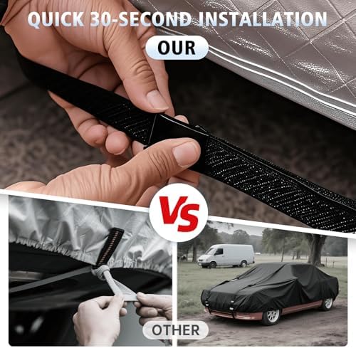 Car Cover Waterproof All Weather for Mercedes-Benz S-Class 2006-2025,All-Around Fastening and 4 Upgrades, 30s Quick-Install for Car Cover