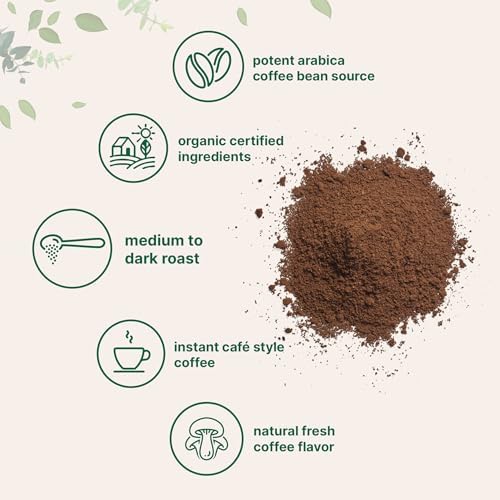 Organic Instant Coffee, 1lb Powder | Premium Arabica Coffee Beans Source | Medium to Dark Roast | Natural Fresh Flavor | Smooth & Rich | Non-GMO, Gluten Free