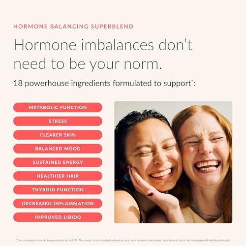 Beam Glow Hormone Balance Supplement for Women – Cortisol Supplement for Women, PMS Relief Supplement, Perimenopause & PCOS Support, Womens Vitamins, Thyroid Support with Ashwagandha & Selenium