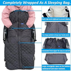 Wheelchair Blanket - Outdoor Lap Blanket with 2 Pockets for Hands - Waterproof and Windproof Foot & Leg Pocket Blanket - Thick Warm Fleece Lined Knee Blanket for Wheelchair, Recliner & Chair (L)