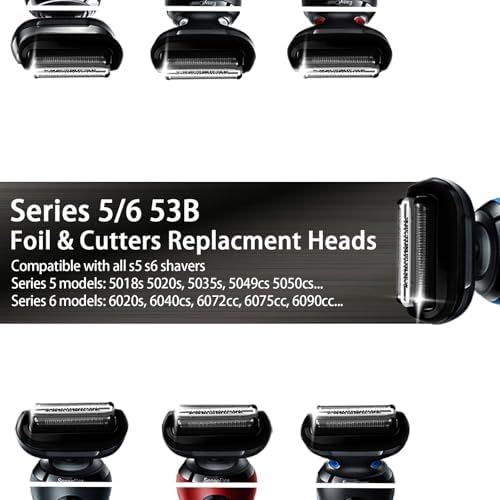 2Pcs 53B Series 5/6 Foil & Cutter Replacement Heads for S5 S6(New Gens) 5018s, 5020s, 5035s, 5050cs 5762 6020s, 6040cs, 6072cc, 6075cc...