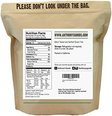 Anthony's Organic White Whole Grain Quinoa, 4 lb, Gluten Free & Non GMO