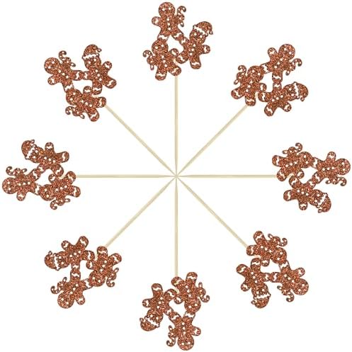 Ephlyn 24Pcs Christmas Gingerbread Cupcake Toppers Picks Xmas Holiday Cupcake Picks Merry Christmas Theme Holiday Baby Shower Birthday Party Cake Decorations Supplies Brown