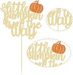 Gyufise 1 Pack A Little Pumpkin Is On the Way Cake Topper Pumpkin Cake Pick Decoration for Fall Baby Shower Gender Reveal Party Decorations Autumn Thanksgiving Baby Announcement Supplies