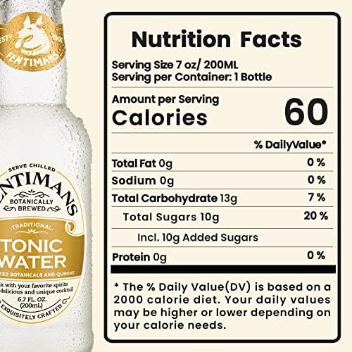 Fentimans Sparkling Tonic Water - Crafted Tonic Water with Quinine, All Natural Mixer, No Artificial Flavors, Preservatives or Sweeteners, Craft Soda, Botanically Brewed - 6.7 Fl Oz (Pack of 12)