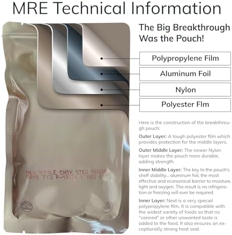 MRE Meals Ready to Eat Inspection 2025 or Better, Emergency Food Supply, Survival Camping Outdoor (1 SURE-PACK MRE Meal Bag, Cheese Tortellini in Tomato Sauce)
