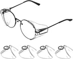 Gatuida Safety Glasses Side Shields 2 Pairs Slip on Eye Glasses Side Shields Anti-Slip On Side Shields for Safety Glasses Small to Large Eyeglasses Transparent