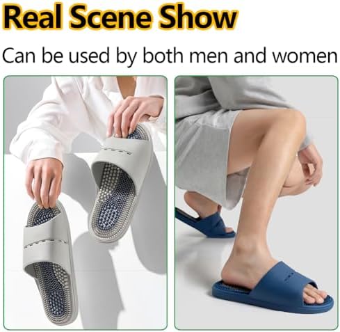 Acupressure Massage Slippers Acupressure Foot Massager Shoes Reflexology Sandals Gift for Men Women Reduce Feet Neuropathy Pain Relief and Tension (Pink,US Women 6.5-7.5/Men 5-6)