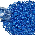 Edible Pearl Sugar Sprinkles Royal Blue Candy Mixing Size Baking Edible Cake Decorations Cupcake Toppers Cookie Decorating Celebrations Wedding Valentines Easter Halloween Christmas Supplies 120g/ 4.23oz
