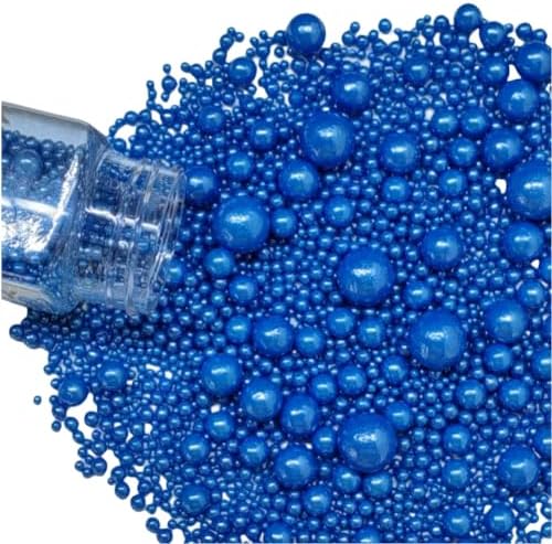 Edible Pearl Sugar Sprinkles Royal Blue Candy Mixing Size Baking Edible Cake Decorations Cupcake Toppers Cookie Decorating Celebrations Wedding Valentines Easter Halloween Christmas Supplies 120g/ 4.23oz