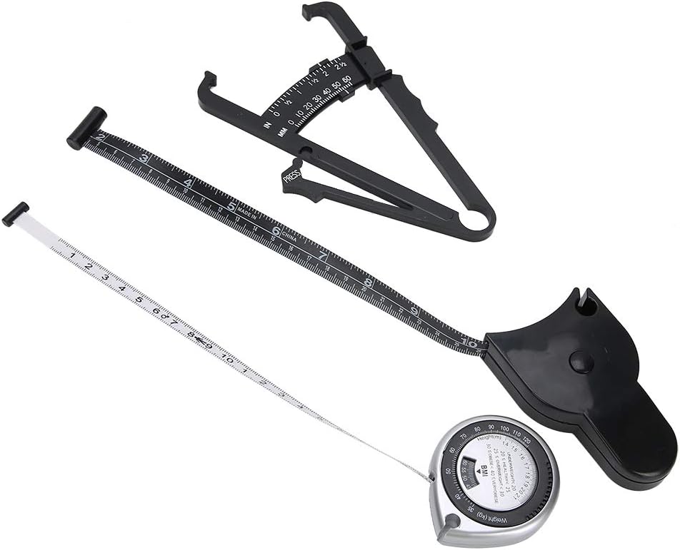 Body Fat Caliper, Skinfold Body Fat Analyzer and BMI Measurement Tool Body Fat Measurement Device Body Measuring Tape Retractable Waist Measuring Tape for Monitoring Body Fat