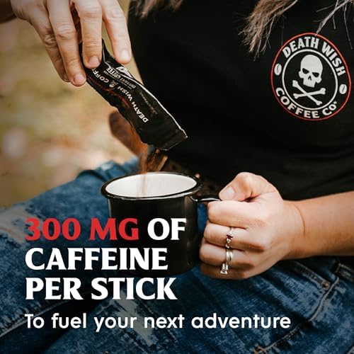 Death Wish Coffee Instant Dark Roast Coffee Packets, Bold & Intense Blend of Arabica & Robusta Beans, USDA Organic, 8 Count