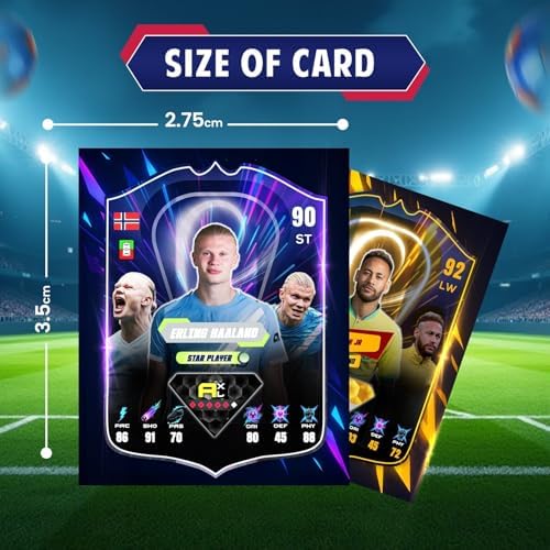 Soccer Trading Cards 2025–2026 | 50 Playing Cards Collection | Look for 10 Ultra Rare & 2 Golden Edition Cards | Random Premium Soccer Cards | Value Pack