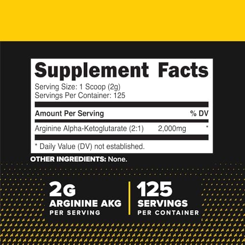 PrimaForce AAKG Arginine Powder, 250 grams (L-Arginine and Alpha-Ketoglutarate Acid) Premium Workout Supplement, Non-GMO, Vegan, Gluten Free