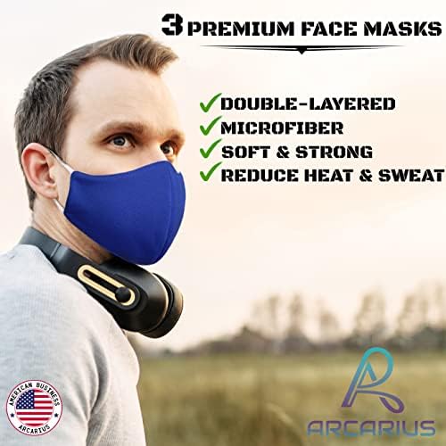 Arcarius Reusable Protective Face Mask, Washable with Adjustable Ear Straps, Breathable Comfort for Adult, Teen, Big Kid, USA
