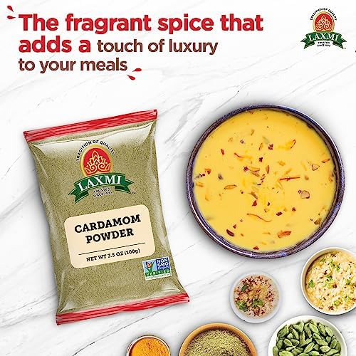 Laxmi Ground Cardamom Powder, Traditional Indian Cooking Spices - 3.5oz