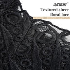 LEACOOLKEY Lacework Corset Top for Women Sexy Textured Sheer Floral Lace Bustier Going Out Lace-up Corset Overbust Top