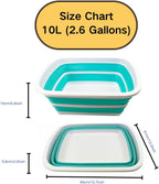 SAMMART 10L (2.6 Gallon) Set of 2 Collapsible Tub-Foldable Dish Tub-Portable Washing Basin-Space Saving Plastic Washtub (Grey + Sage Green)