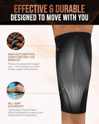 TheraCopper Copper Calf Compression Sleeve — Premium Copper Compression Shin Sleeve for Men & Women — Breathable & Non-Slip Leg Sleeves for Runners, Shin Splints, Muscle Recovery & Leg Fatigue