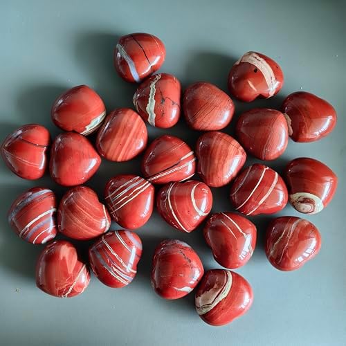 Natural Red Jasper Healing Heart Shape Crystal Stone, Polished Semi-Precious Stone for Love, Wellness Positive Energy | Reiki Chakra Meditation (1.8 Inch)