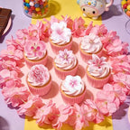 72 PCS Edible Flowers Cupcake Toppers Wafer Paper Flower Birthday Party for Baby Shower Wedding Birthday Party Cake Food Decorations Supplies