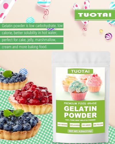 Unflavored Gelatin Powder, 4 Ounces, Food Grade Gelatin Powder for Cake, Jelly, Marshmallow and Baking Food