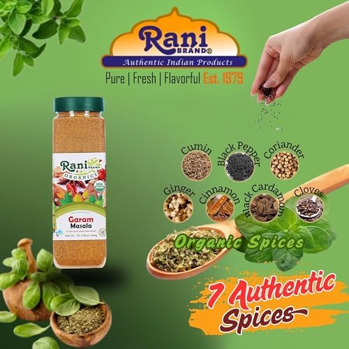 Rani Organic Garam Masala (7-Spice North Indian Spices Blend) 16oz (1lb) 454g PET Jar ~ All Natural | Salt-Free | Vegan | Gluten Friendly | NON-GMO | Indian Origin | USDA Certified Organic