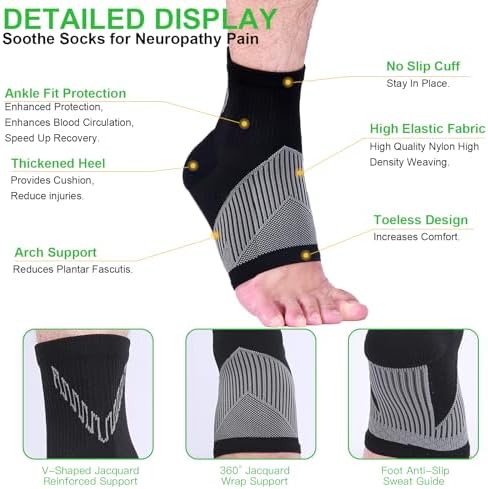 4 Pairs Mixed Colors Compression Socks For Women & Men, Neuropathy Socks, Dr - Sock Soothers For Sleep, Comprex Ankle Brace Sleeves (X-Large)