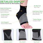 4Pairs Mixed Colors Compression Socks For Women & Men, Foot Neuropathy Socks, Nano Neuropathy Socks Dr - Sock Soothers For Neuropathy Sleep Socks, Comprex Ankle Brace Sleeves(Medium)