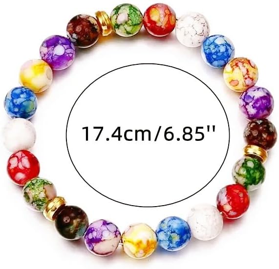 7 Chakra Reiki Bracelets for Women Rainbow Resin Beads Bracelet Natural Stone Yoga Beaded Chakras Bracelet Jewelry Gifts