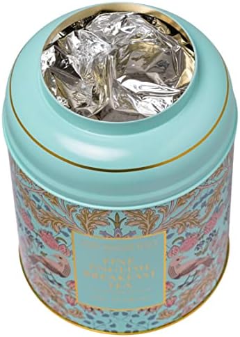 New English Teas Song Thrush & Berries Tea Tin in Mint Green with 240 English Breakfast Teabags