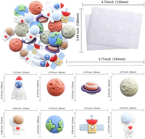 Ephlyn 24Pcs Outer Space Cupcake Toppers Planet Rocket Spaceship Trip to the Moon Star Cupcake Picks Solar System Galaxy Universe Planets Birthday Cupcake Decorations Party Supplies