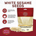 Spicy World White Sesame Seeds 3 LB Bag - Natural, Raw, Hulled, Non-GMO, Bulk Resealable Bag