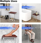 HanDuo Folding Shower Seat Wall Mounted Bath Shower Stool Solid Wooden Bench with Legs for Adults Entryway Bathroom Corridor