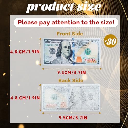 Morofme 30pcs Mini Edible 100 Dollar Bill Cake Cupcake Toppers Small Edible Money Cake Topper Edible Money Image Wafer Paper Cake Decorations Precut Fake Money for Birthday Party Supplies