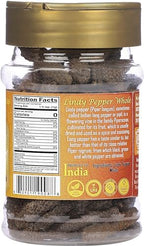 Rani Lindy Pepper Whole (Long Pepper, Piper Longum, Pipli) 3.88oz (110g) PET Jar ~ All Natural | Gluten Friendly | NON-GMO | Vegan | Indian Origin