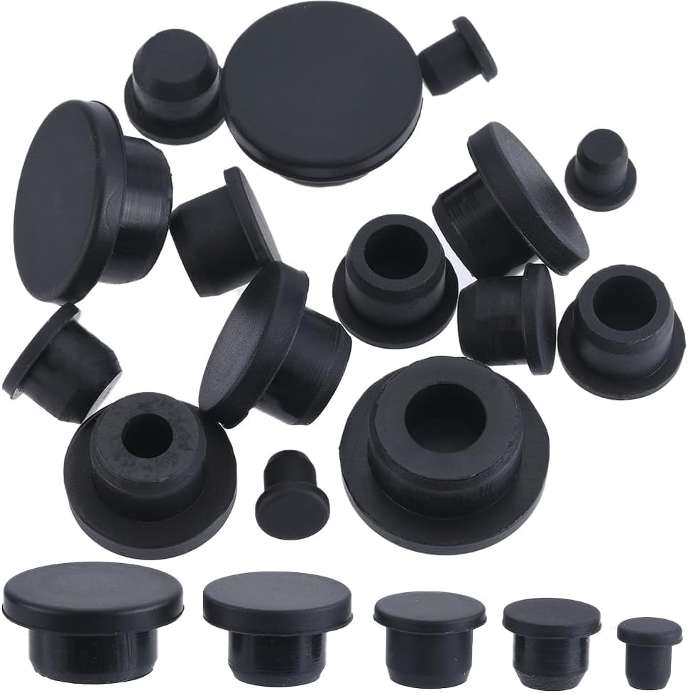GORGECRAFT 20Pcs 5 Sizes Silicone Hole Plug Black Rubber Round Waterproof Button Tube End Cover Soft Flexible Stopper Plugs Furniture Accessory Fit for Bottle Pipes 7.5-21mm Inner Diameter