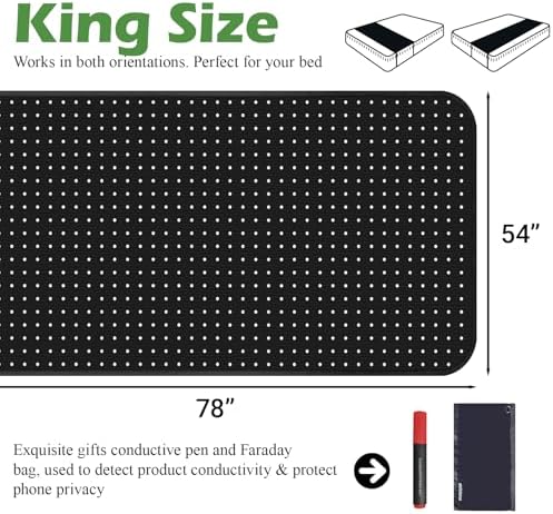 NIULAFR Grounding Mat for Bed, King Size Earth Connected Conductive Grounding Mattress Pad for Better Sleep, Reduce Stress, Improve Health