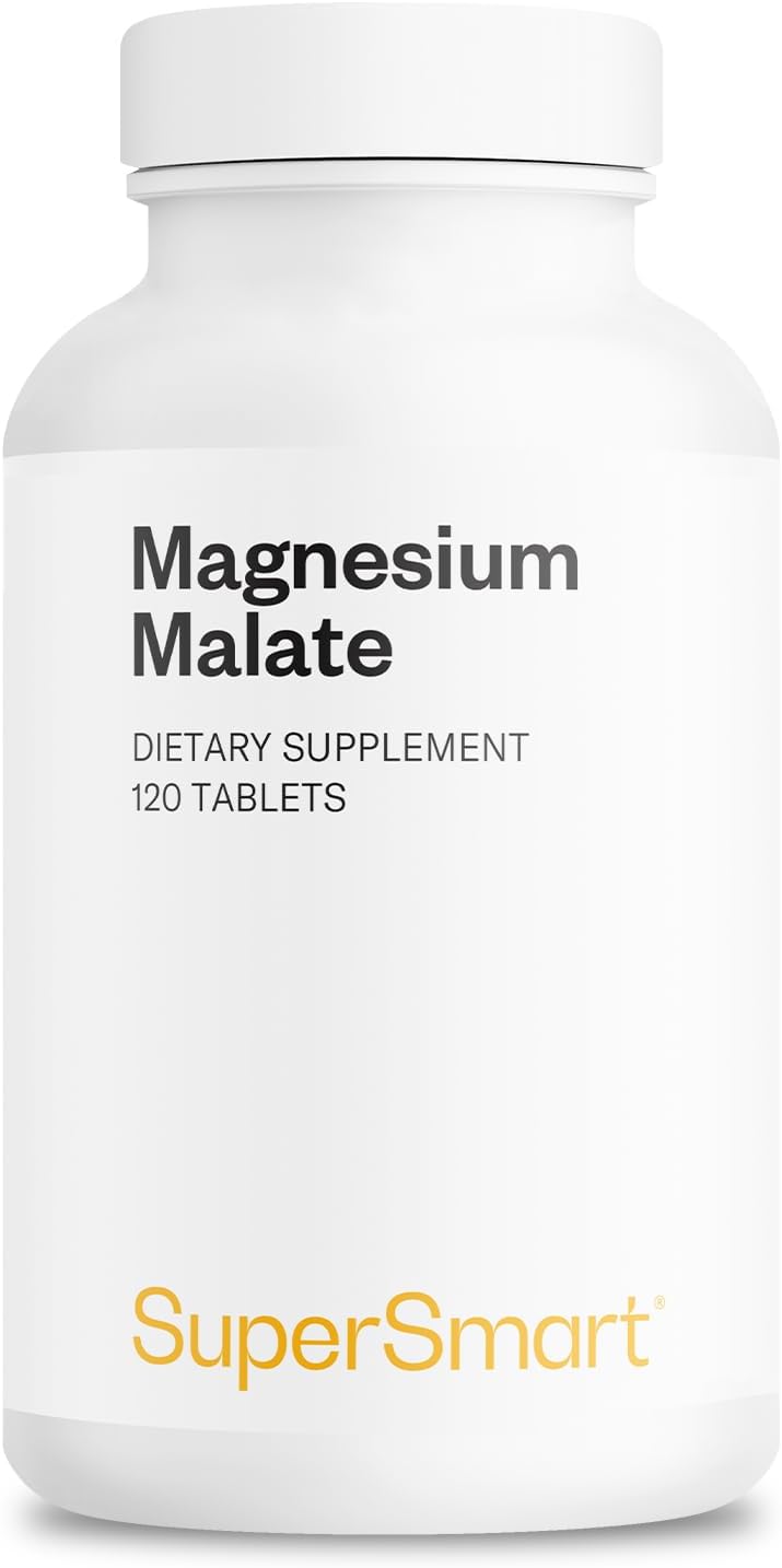 SuperSmart - Magnesium Malate 2400mg per Day (Highly Bioavailable) - Superior Mineral - Magnesium Malic Acid Supplement | Non-GMO & Gluten Free - 120 Tablets