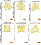 Rsstarxi 24 Pack Happy Father's Day Cupcake Toppers Gold Glitter Worlds Best Dad Love Dad Cupcake Picks for Happy Father 's Day Dad Birthday Theme Party Cake Decorations Supplies