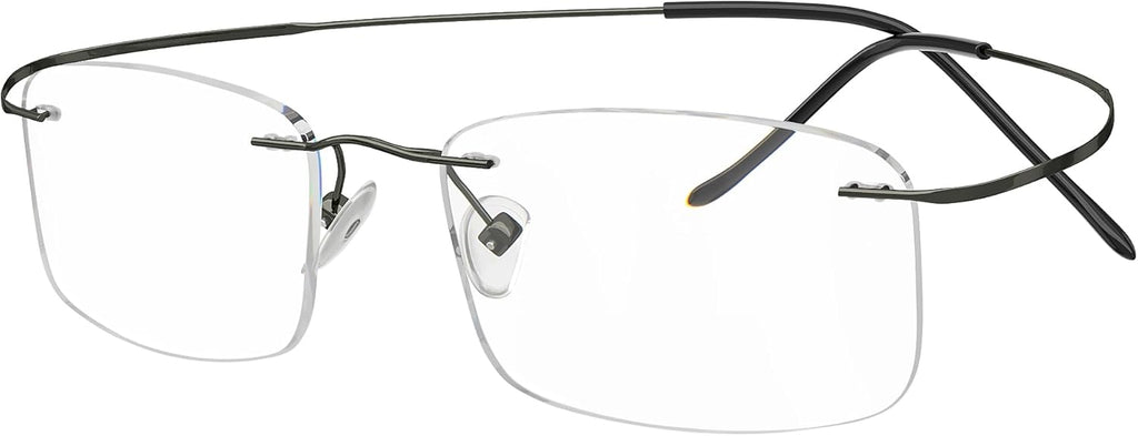 Eyekepper Titanium Rimless Reading Glasses Readers Men Women Gunmetal +0.5