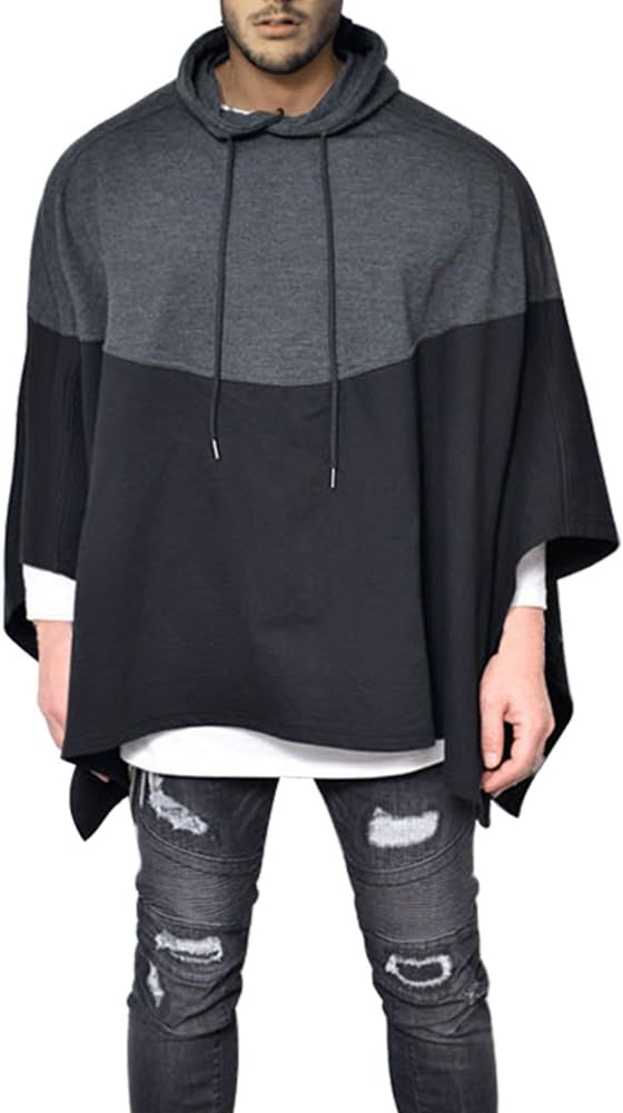 Men's Oversized Batwing Sleeves Hooded Poncho Cape