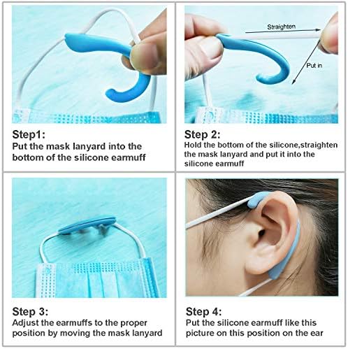 Soft Silicone Earloop Ear Protector Relieve Ear Discomfort Anti-Slip Silicone Earmuffs(Multiple Colour,5 Pairs)
