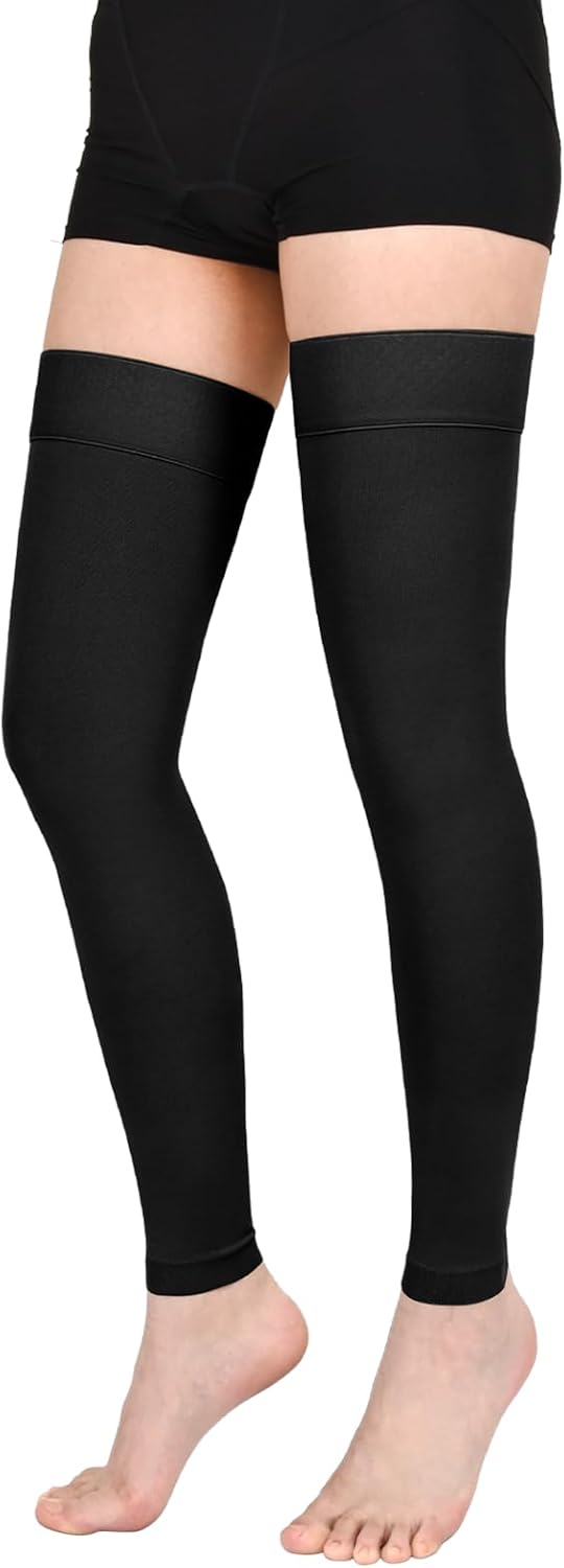 Thigh High Compression Stockings for Women Men, 20-30mmHg Footless Graduated Compression Socks with Silicone Band, Medical Support Sock for Varicose Veins, Edema, Post-Surgery, Sports