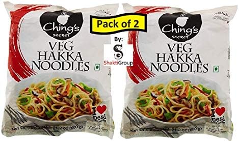 Pack of 2 - Ching's Secret Veg Hakka Noodles (Ching's Chinese Desi Chinese) 21.2 Oz (600 gm)