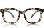 JiSoo Square Oversized Reading Glasses Women 1.0, Chunky Stylish Designer Readers 1.0 Women with Spring Hinge, Blue Quartz 1.0