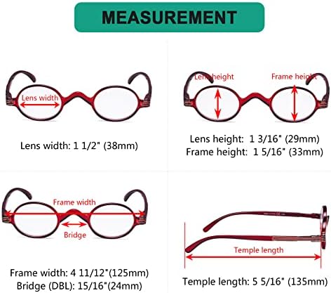 Eyekepper Oval Round Reading Glasses Women Men Small Vintage Reader Eyeglasses Mini with Spring Hinges