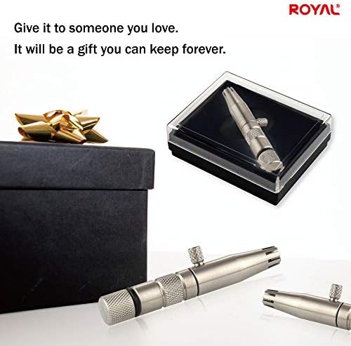 ROYAL [Made in Korea] Premium Manual Nose Hair Trimmer for Men Silver Bullet, Battery-Free, Stainless Steel Rotary Blade Grooming Tool, Waterproof, Safe & Painless with Patented Mechanism, ET-3