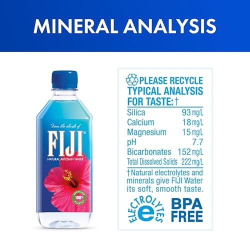 FIJI Water, 500 mL | Natural Artesian | Pack of 12 | Recycled Plastic
