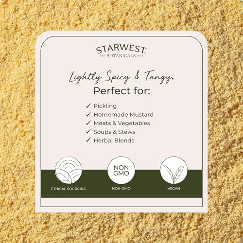 Starwest Botanicals Organic Yellow Mustard Seed Powder - Dried Seasoning Spice for Meat, Cooking, & Pickling, Dry Ground Mustard Powder, Certified Kosher, Non-GMO - Bulk 1 lb Bag